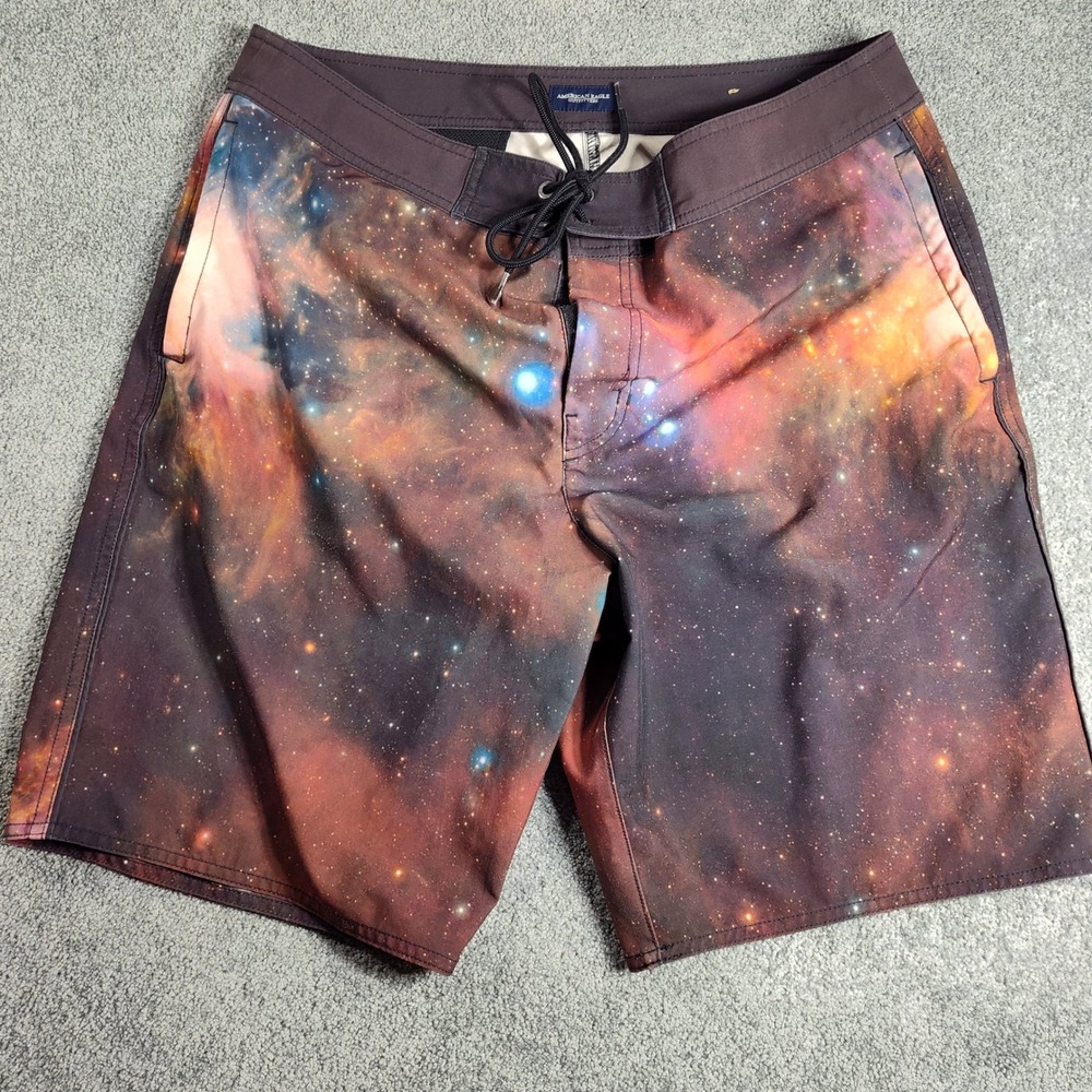 American Eagle Galaxy Swim Trunks Board Shorts Drawstring Pockets Size M